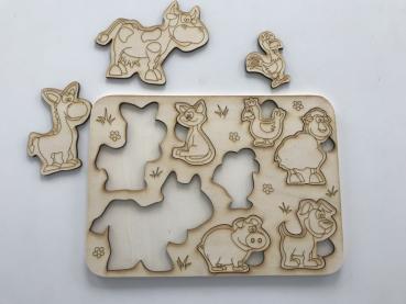 Kits puzzle - Farm Animals - natur wood